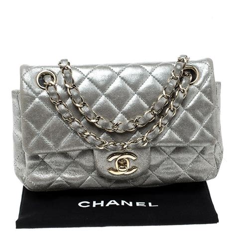 chanel classic flap bag silver